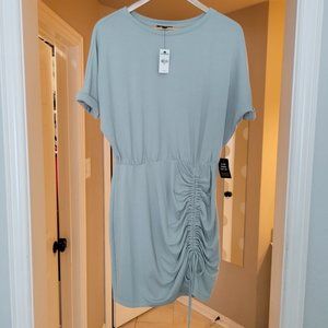 NWT Express Pale Sage Green Cinched Tie T-Shirt Dress - Size Medium